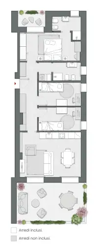 Three Bedrooms of 116 sqm - Edificio C2 - LivinUp  | Milano - Floor Plan thumbnail - 1