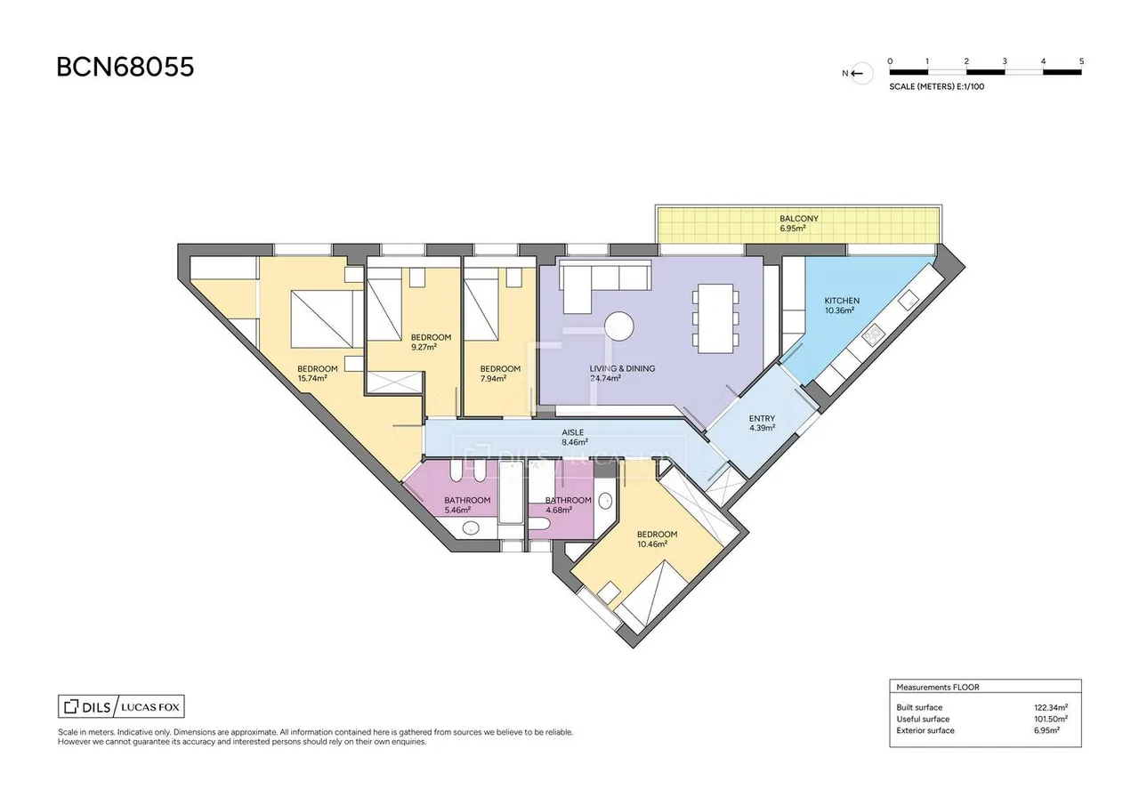 living - 122m² apartment with 8m² terrace for sale in Vila Olímpica - Floor Plan - 1