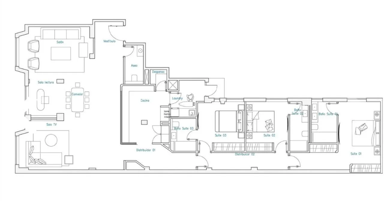 living - 212m² apartment for sale in Recoletos, Madrid - Floor Plan - 1
