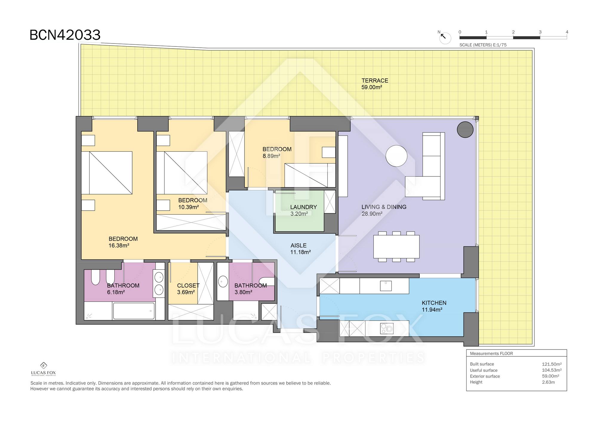 living - Piso de 123m² con 63m² terraza en venta en Diagonal Mar - Plano del piso thumbnail - 1