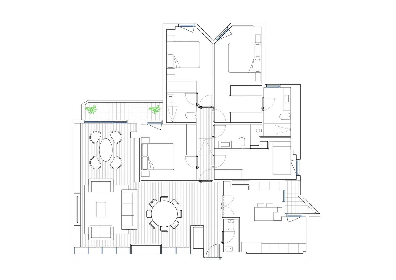 living - Piso de 196m² en venta en Argüelles, Madrid - Plano del piso - 1