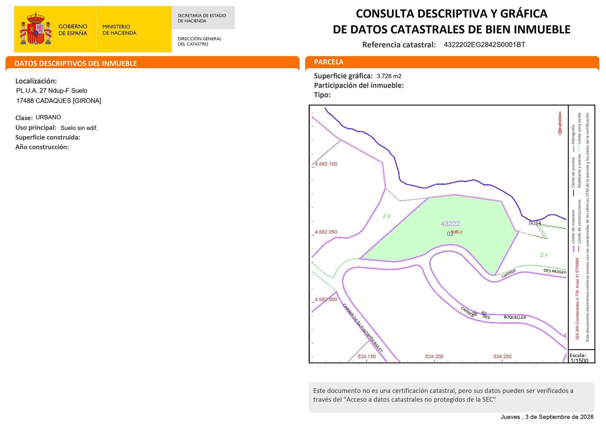 living - 3,714m² plot for sale in Cadaqués, Costa Brava - Floor Plan thumbnail - 1