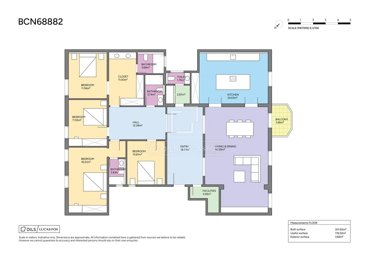 living - 201m² apartment for sale in Sant Gervasi - Galvany - Floor Plan - 1