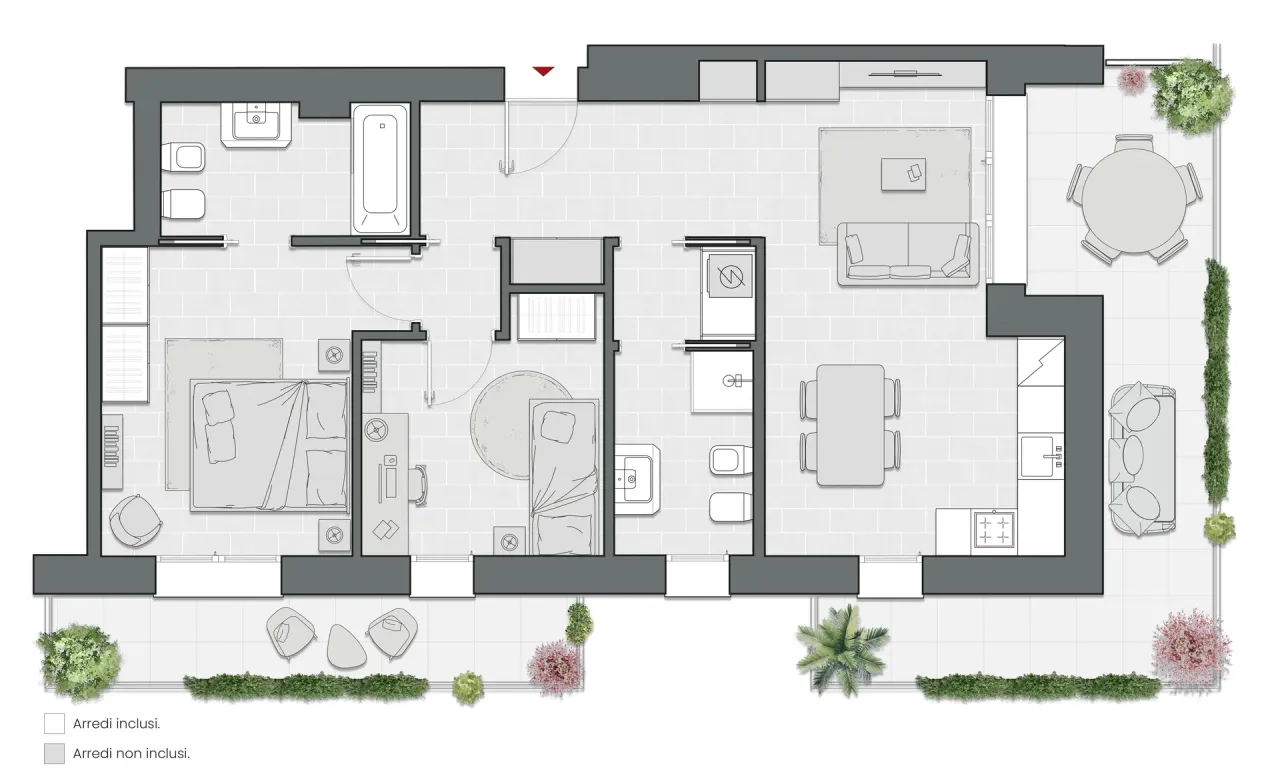 Trilocale di 100 m2 - Edificio A3 - LivinUp  | Milano - Floor Plan - 1