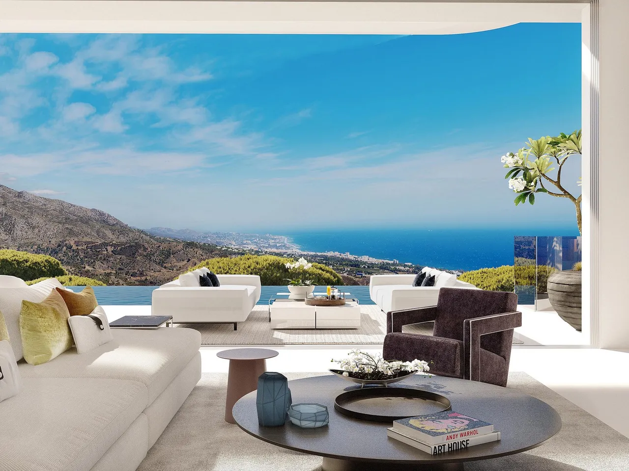 living - Designer villas for sale with sea, lake & Africa views located in Real de la Quinta, Benahavis - gallery - 2