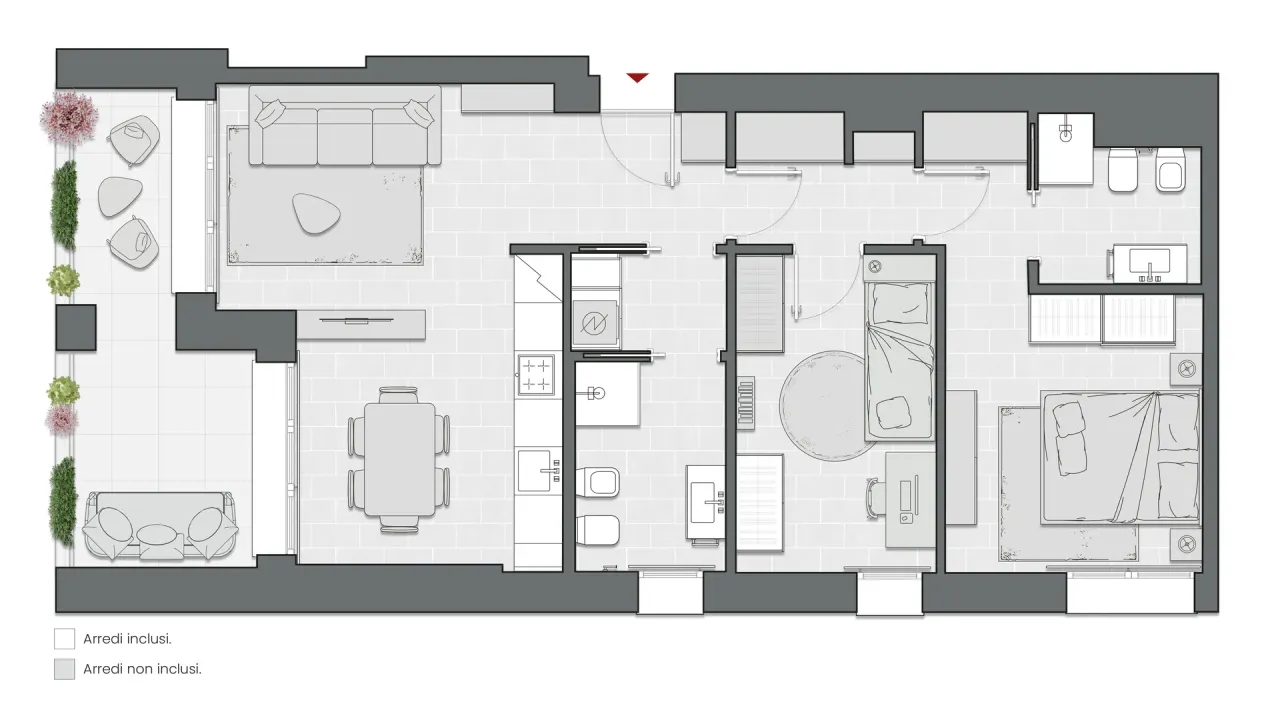 Trilocale di 95 m2 - Edificio C1 - LivinUp  | Milano - Floor Plan - 1