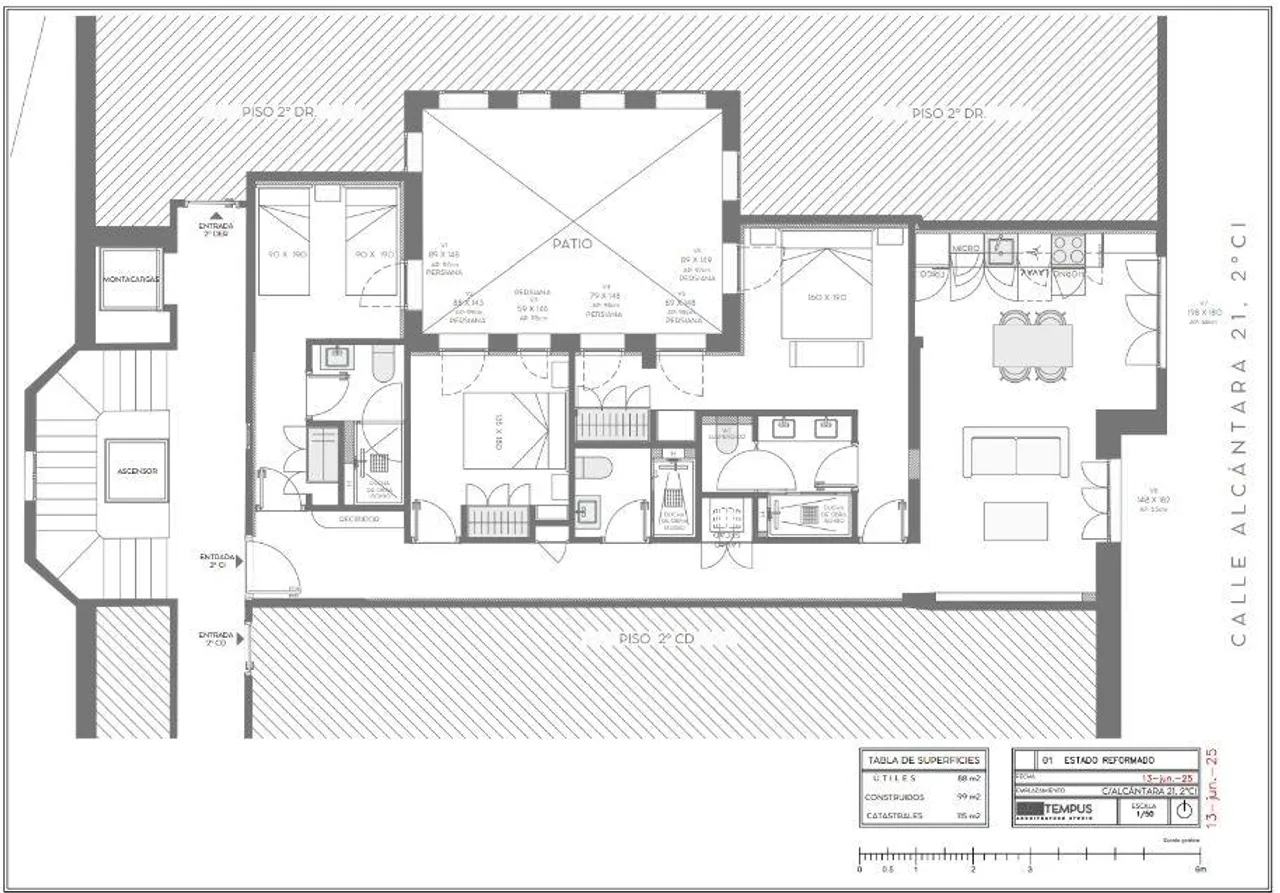 living - Piso de 115m² en venta en Lista, Madrid - Plano del piso - 1