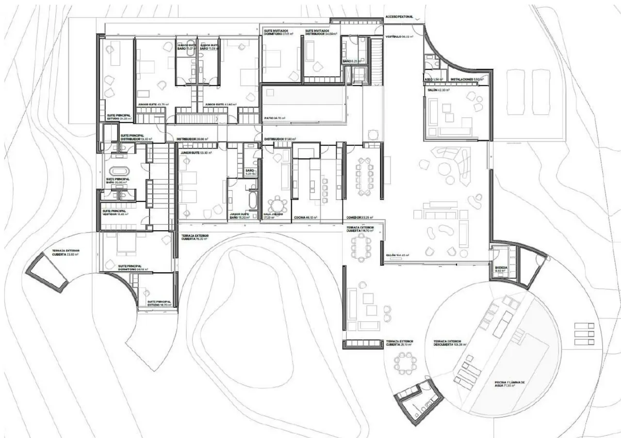 living - 1,795m² house / villa with 8,525m² garden for sale in La Moraleja Urbanización - Floor Plan - 1