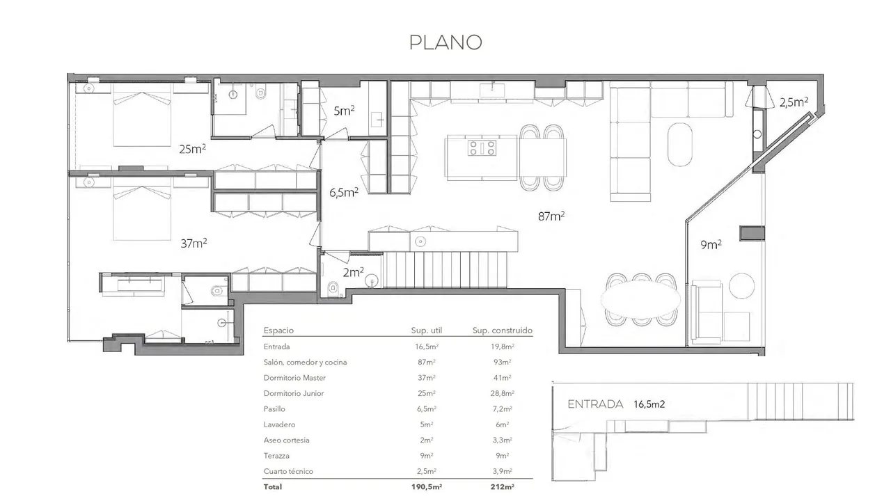 living - Piso de 212m² con 10m² terraza en venta en Palma de Mallorca - Plano del piso - 1