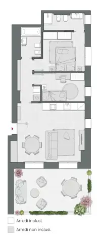 Two Bedrooms of 97 sqm - Edificio C2 - LivinUp  | Milano - Floor Plan thumbnail - 1