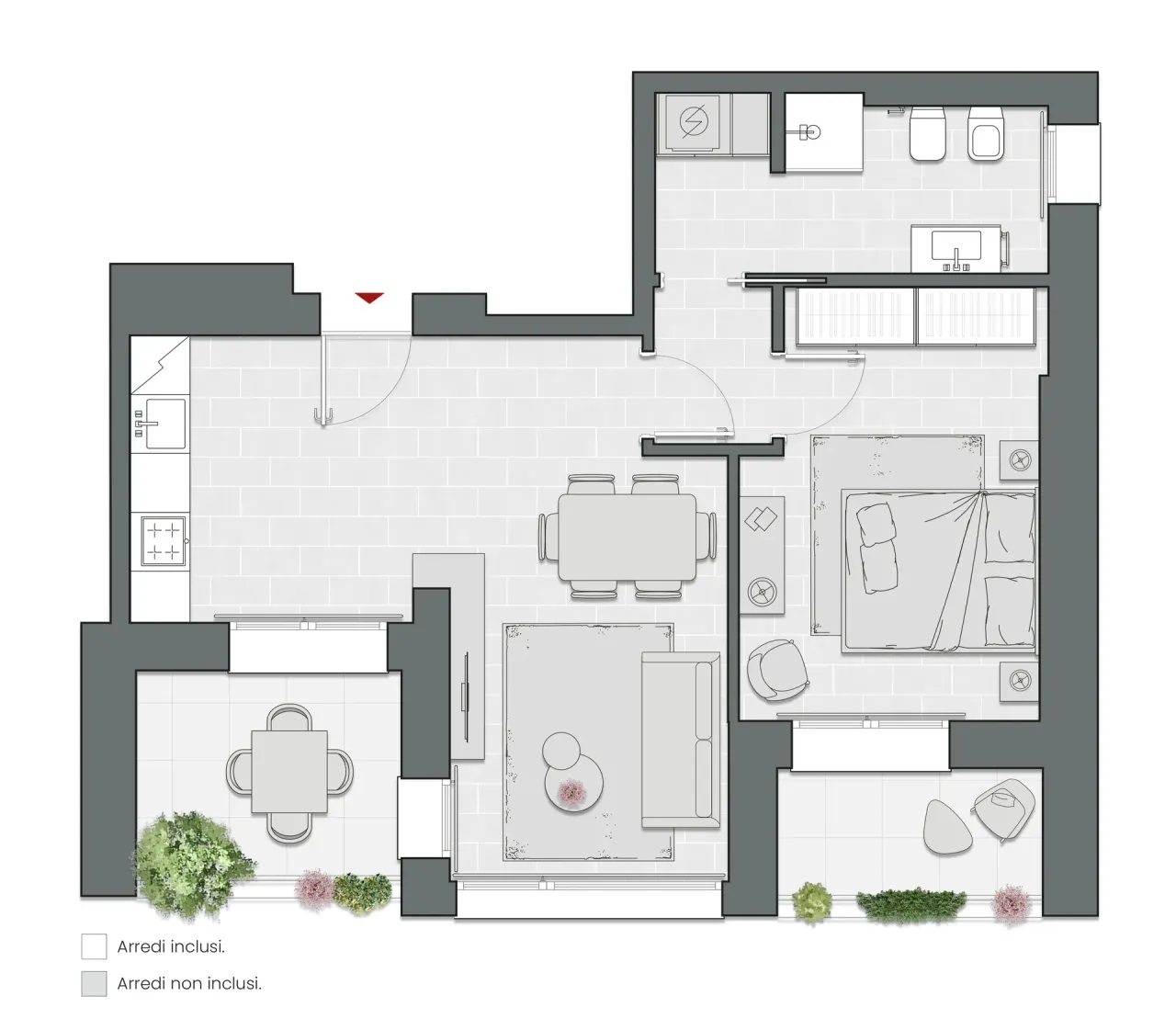 Bilocale di 71 m2 - Edificio C1 - LivinUp  | Milano - Floor Plan - 1
