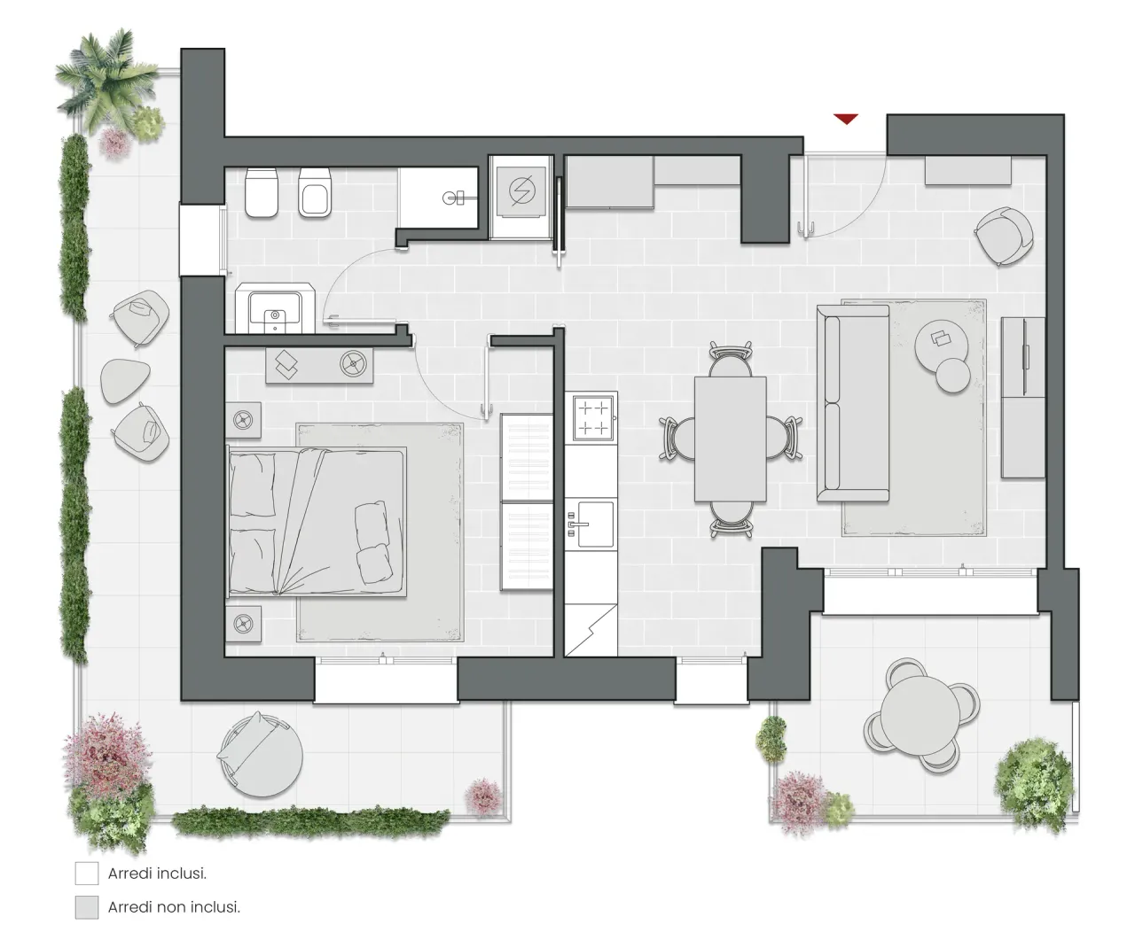 One Bedroom of 74 sqm - Edificio C4 - LivinUp  | Milano - Floor Plan - 1