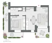 One Bedroom of 74 sqm - Edificio C4 - LivinUp  | Milano - Floor Plan thumbnail - 1
