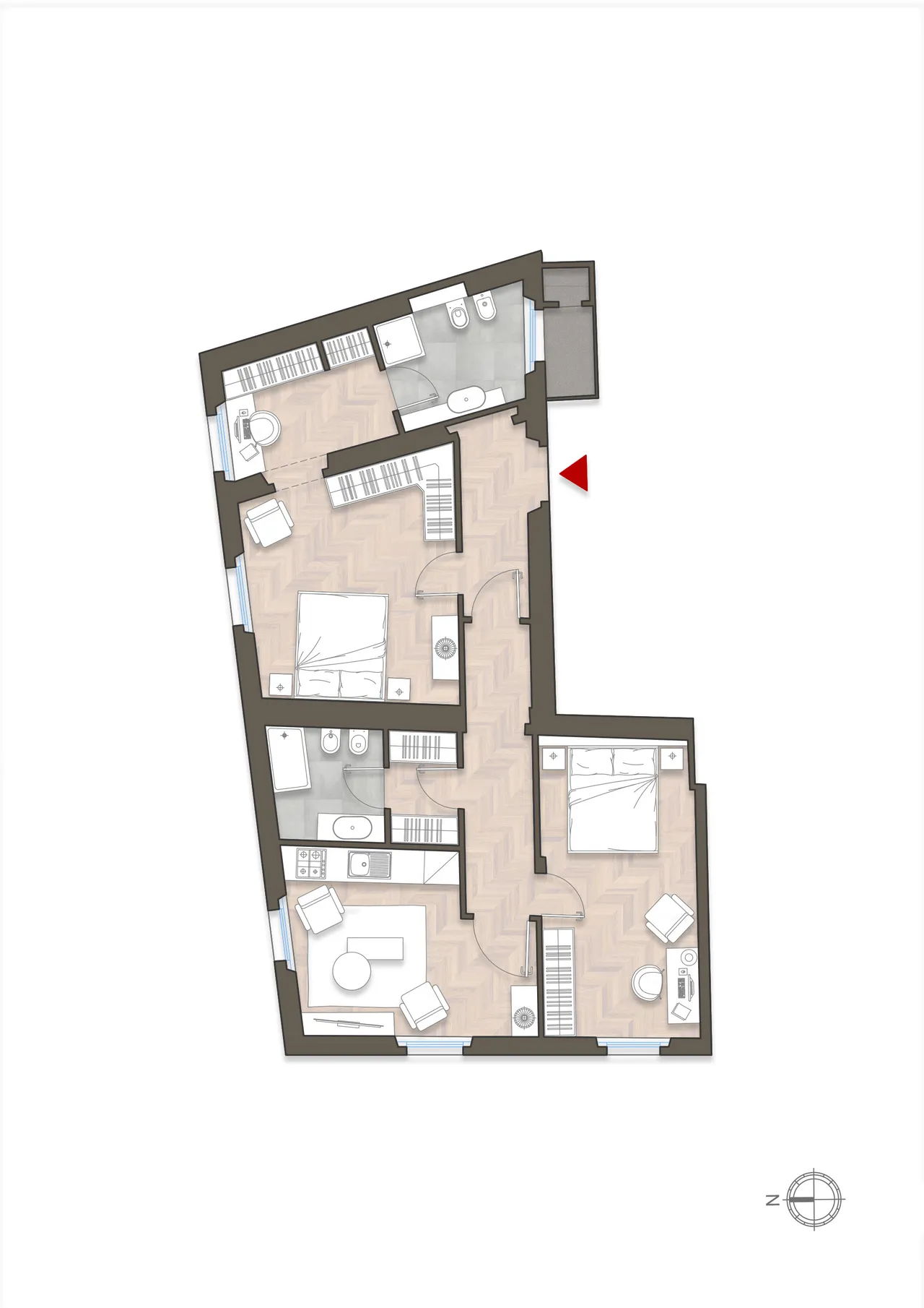 living - Three-room apartment for sale via della Rosetta 11 Rome - Floor Plan - 1