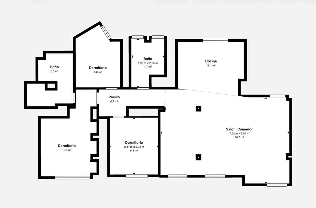 living - 153m² apartment for sale in Sant Francesc, Valencia - Floor Plan - 1