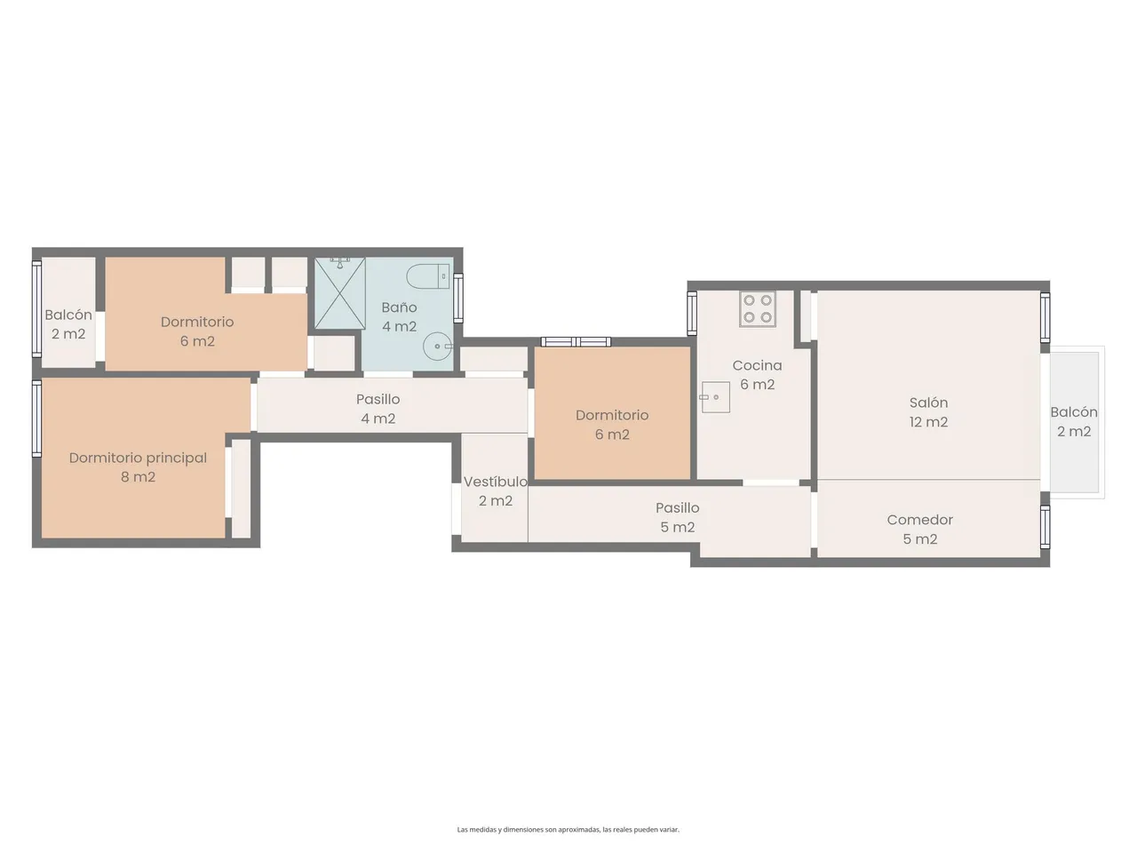 living - Piso de 71m² en venta en Sitges Town, Barcelona - Plano del piso - 1