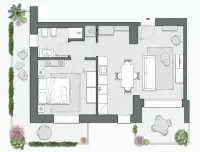 One Bedroom of 74 sqm - Edificio C4 - LivinUp  | Milano - Floor Plan thumbnail - 1