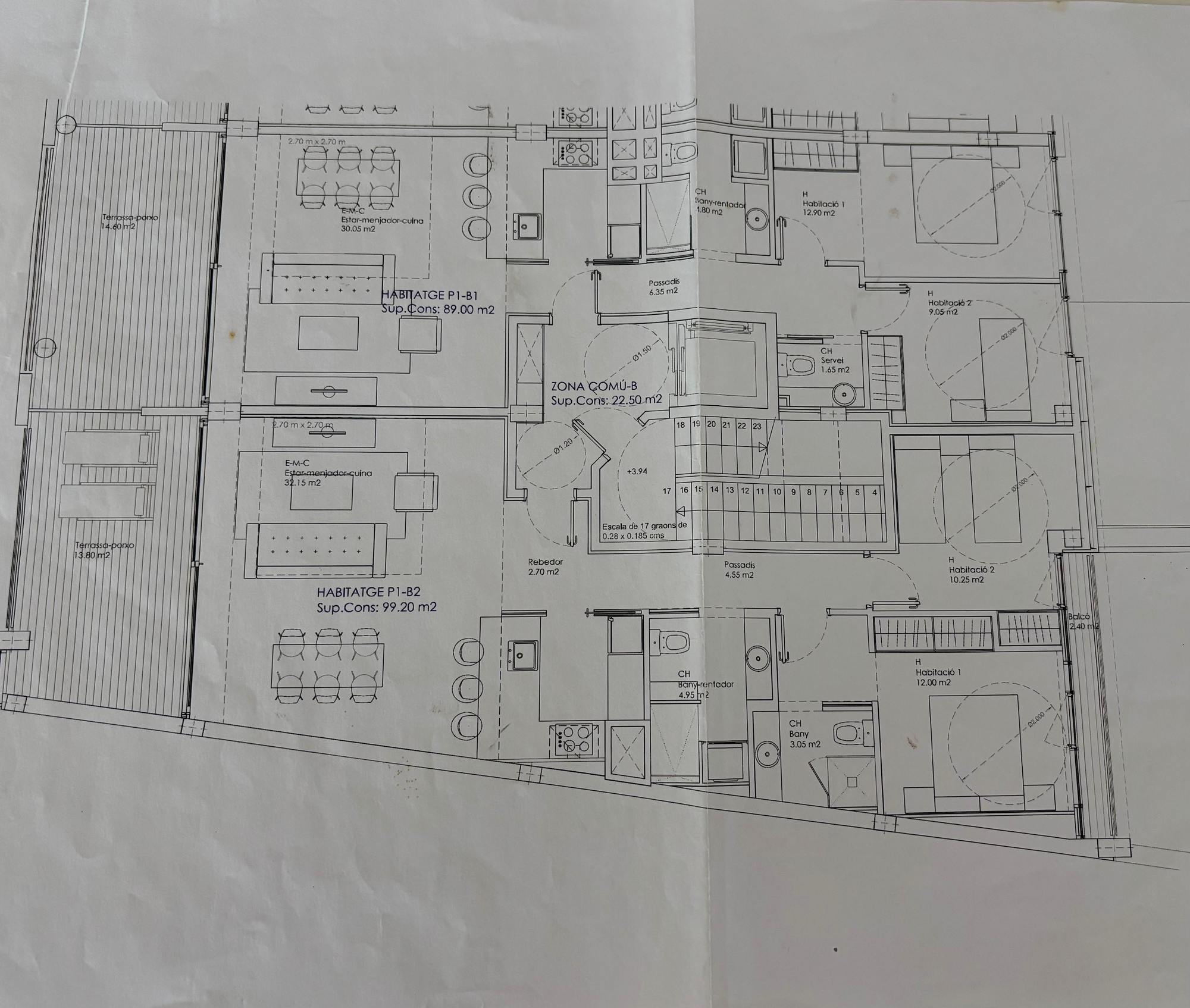 living - 186m² apartment for sale in Bay of Roses, Costa Brava - Floor Plan thumbnail - 1