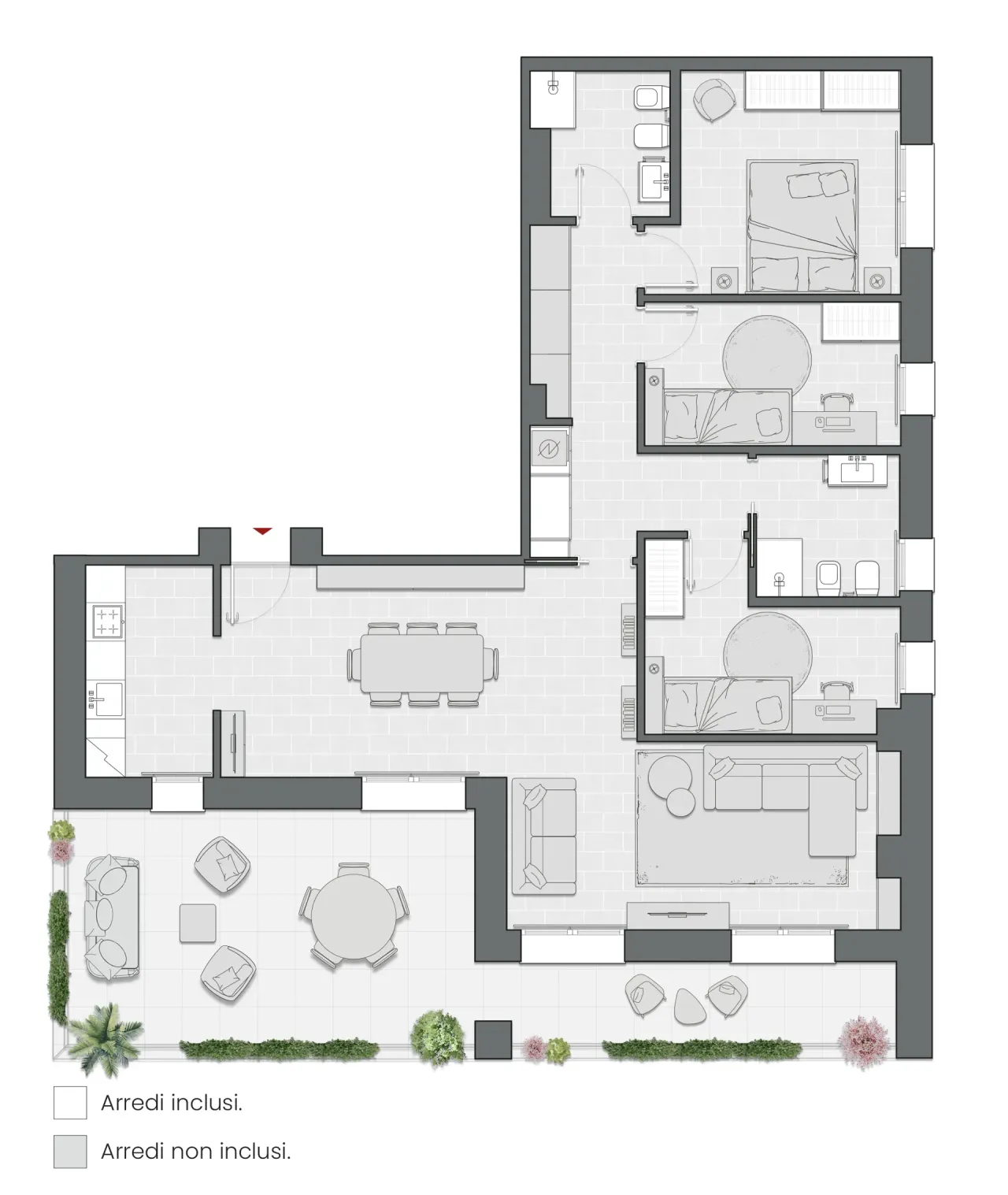 Quadrilocale di 143 m2 - Edificio C1 - LivinUp  | Milano - Floor Plan - 1