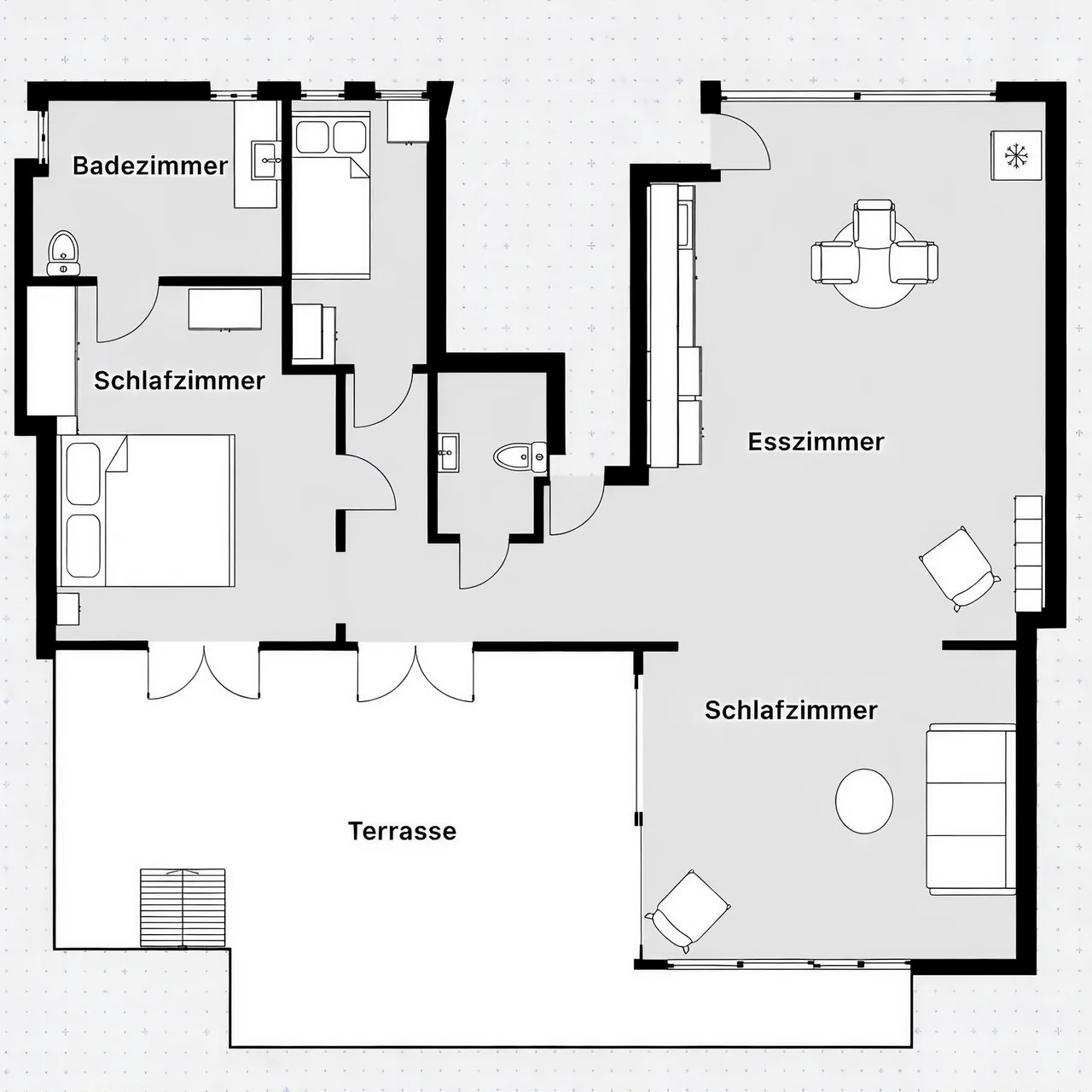 living - Piso de 95m² con 150m² terraza en venta en Palma de Mallorca - Plano del piso - 1