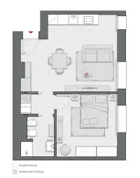 One Bedroom of 59 sqm - Edificio C2 - LivinUp  | Milano - Floor Plan thumbnail - 1
