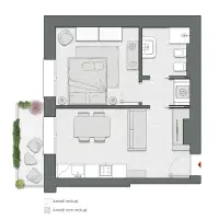 One Bedroom of 52 sqm - Edificio A1 - LivinUp  | Milano - Floor Plan thumbnail - 1