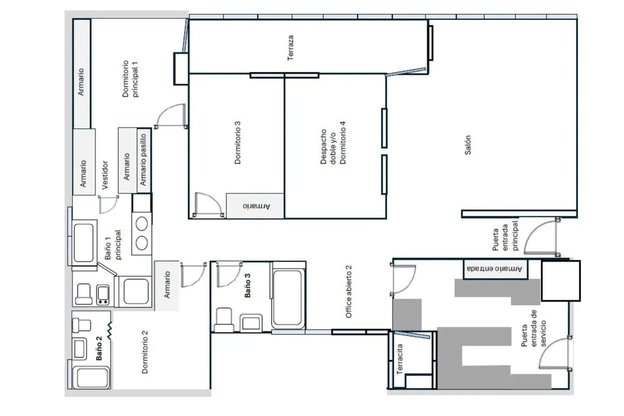 living - Piso de 239m² con 18m² terraza en venta en Palomas, Madrid - Plano del piso - 1