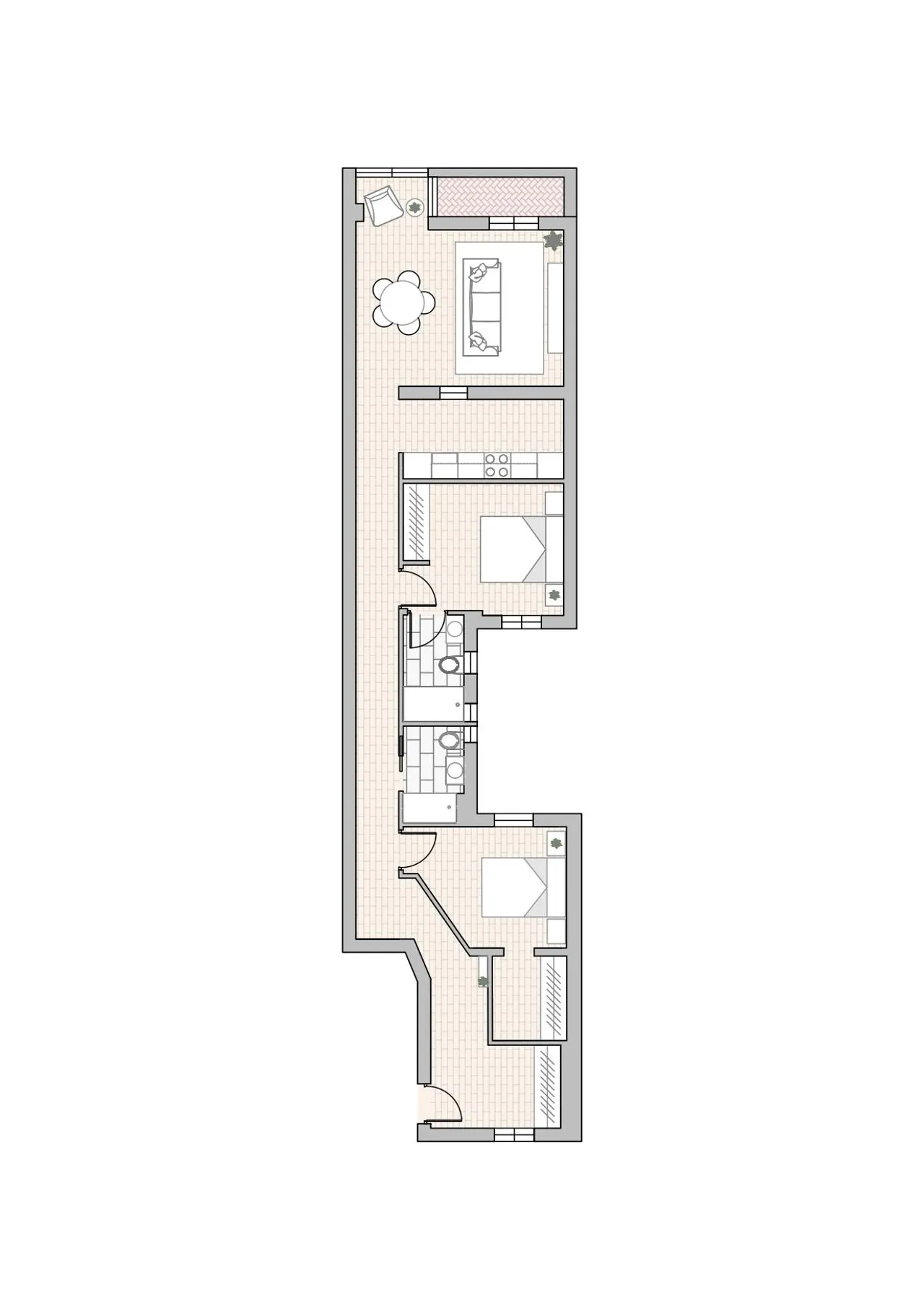 living - Piso de 98m² en venta en Castellana, Madrid - Plano del piso - 1