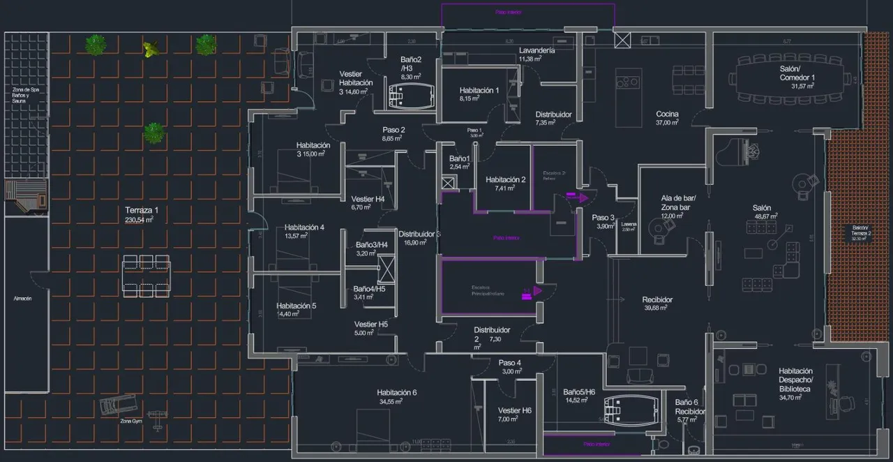 living - 683m² apartment with 264m² terrace for sale in Turó Park - Floor Plan - 1