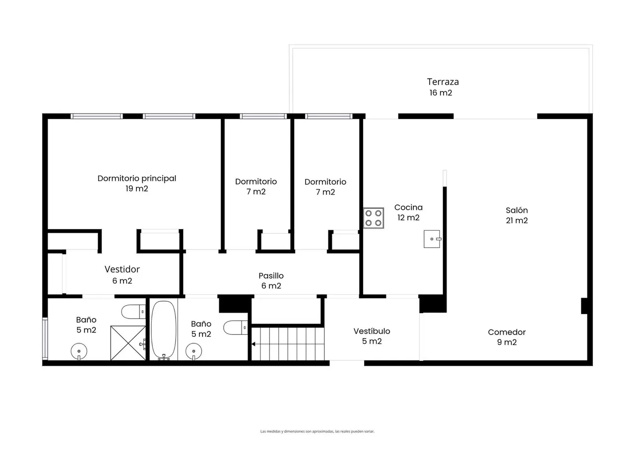 living - Piso de 181m² con 71m² terraza en venta en La Plana - Plano del piso - 1