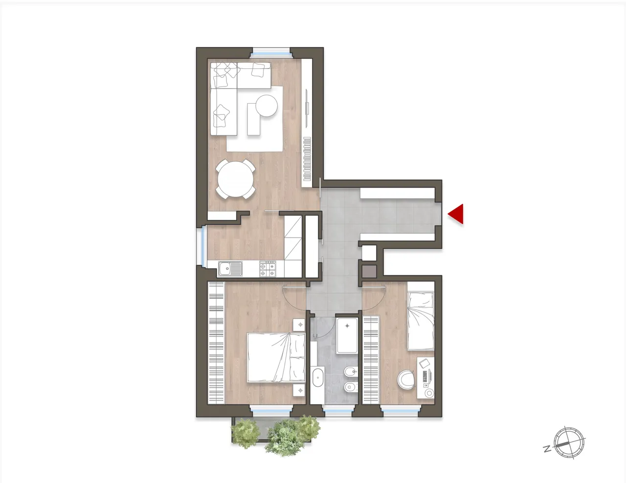 living - Three-room apartment for sale via Lario 13 Milano - Floor Plan - 1