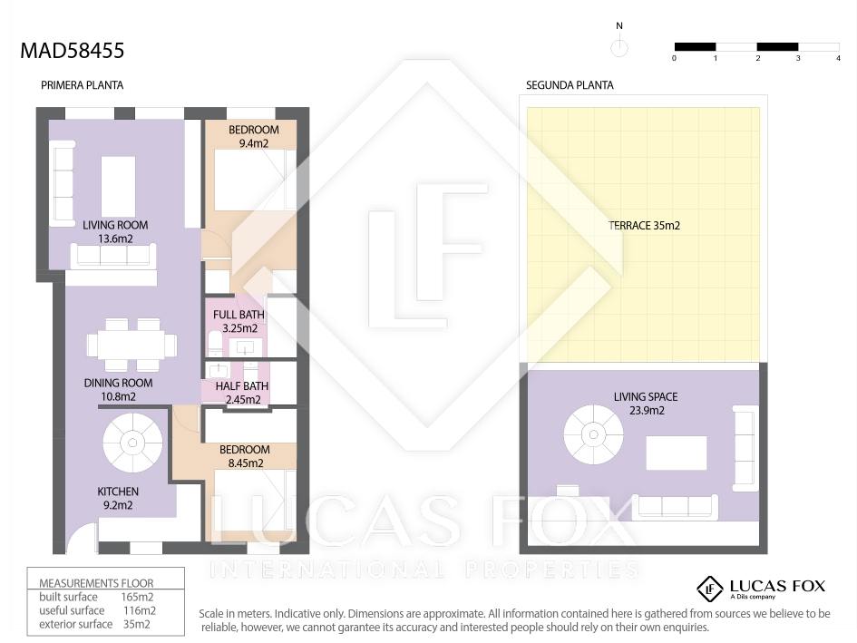 living - 166m² penthouse for sale in Pacifico, Madrid - Floor Plan thumbnail - 1