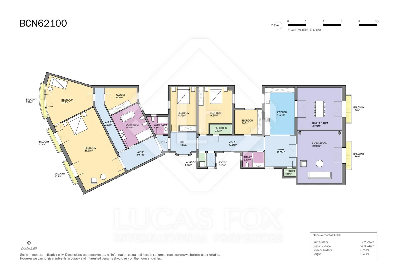 living - 302m² apartment with 8m² terrace for sale in Sant Gervasi - Galvany - Floor Plan - 1