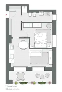 One Bedroom of 64 sqm - Edificio C2 - LivinUp  | Milano - Floor Plan thumbnail - 1