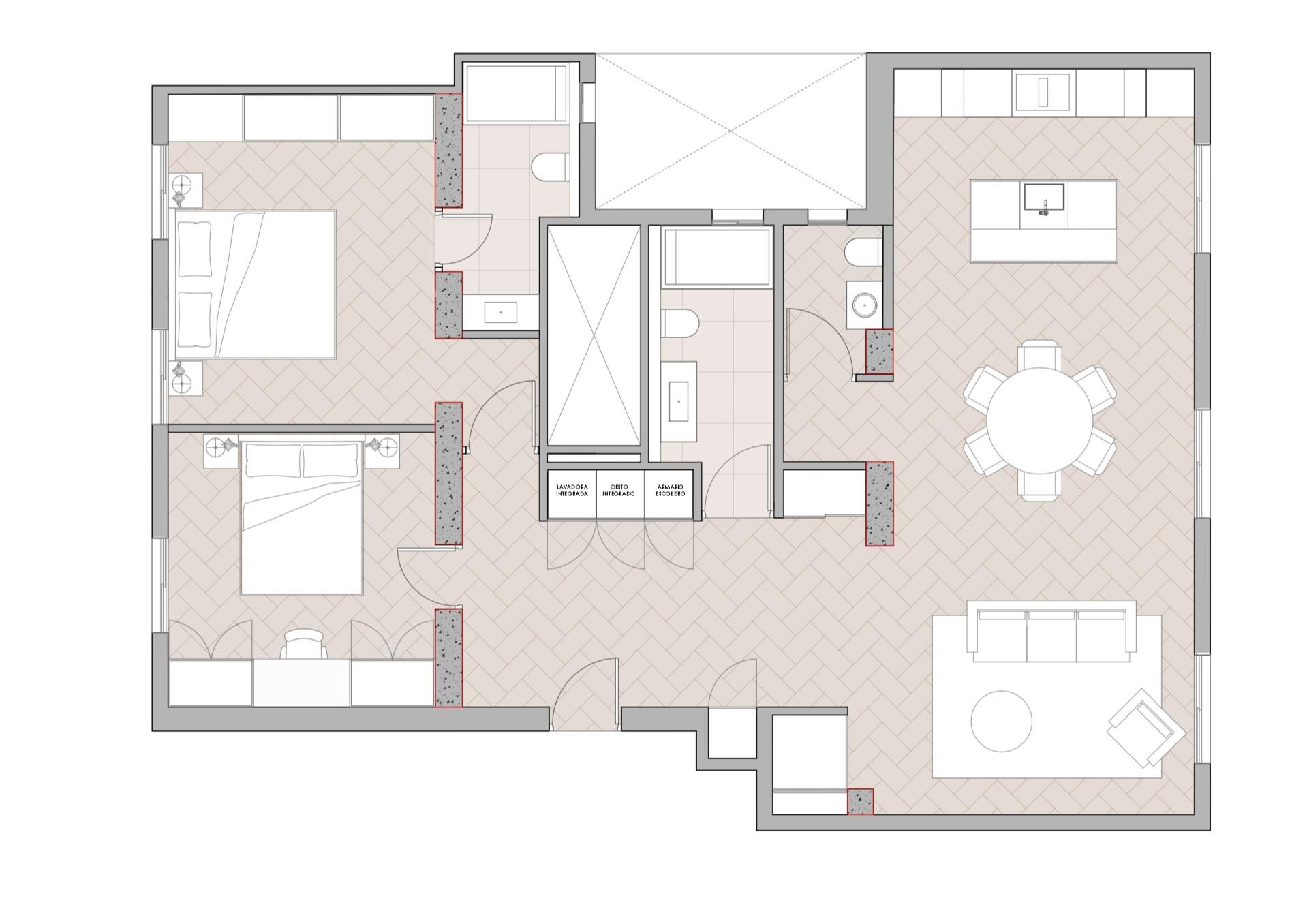 living - 133m² apartment for sale in Guindalera, Madrid - Floor Plan thumbnail - 1