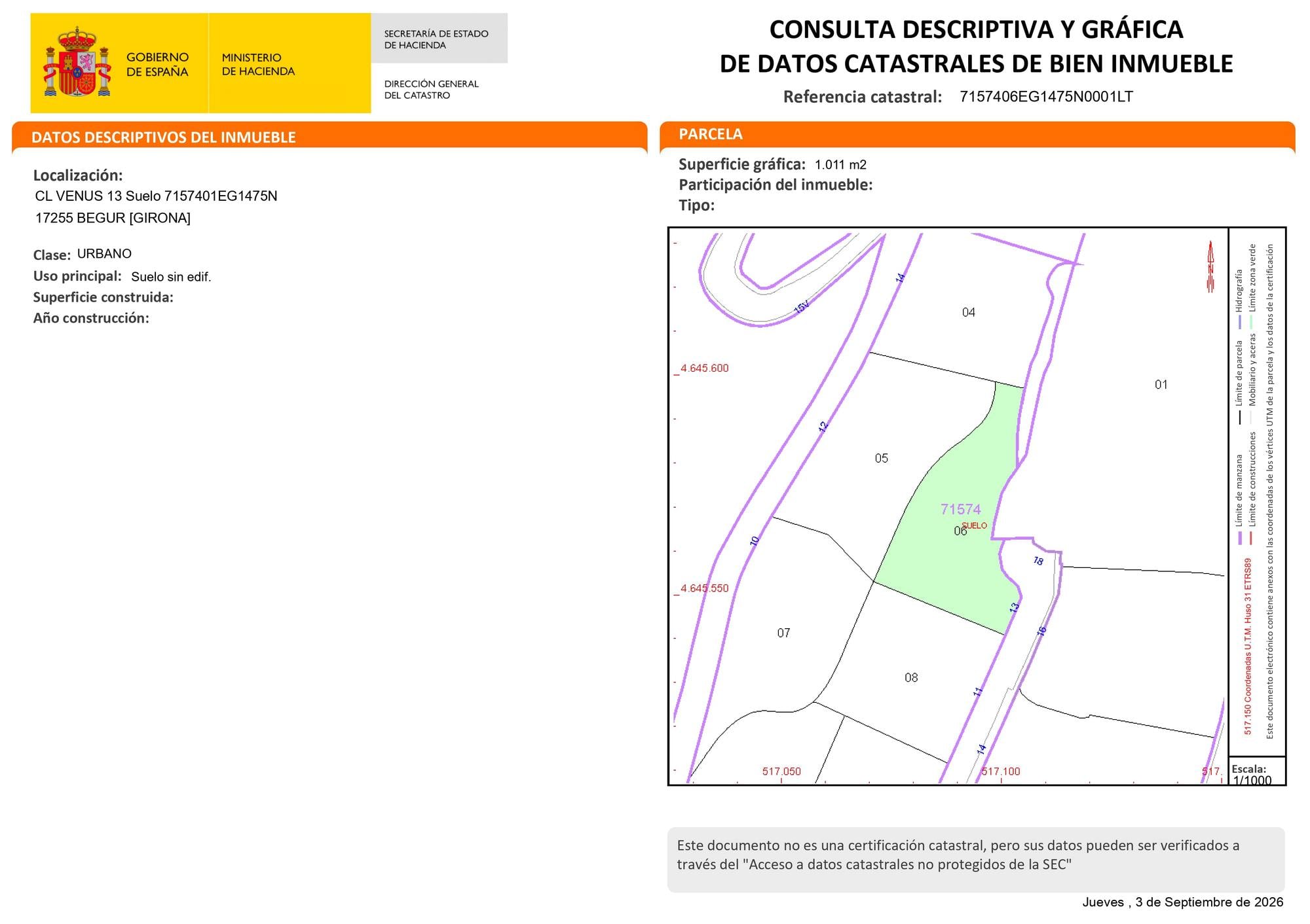living - Parcela de 1,011m² en venta en Sa Riera, Costa Brava - Plano del piso thumbnail - 1