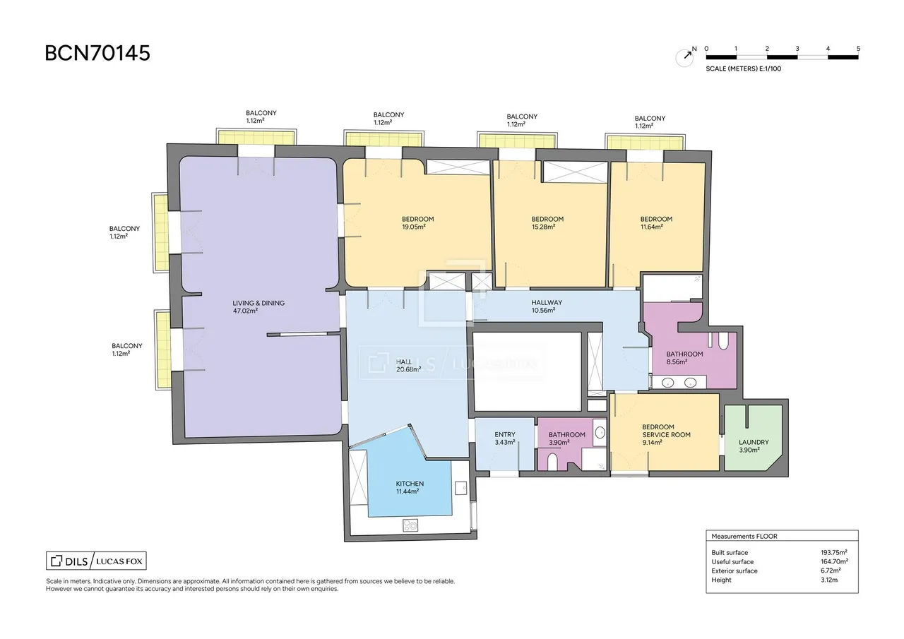 living - 193m² apartment with 7m² terrace for sale in Gótico - Floor Plan - 1