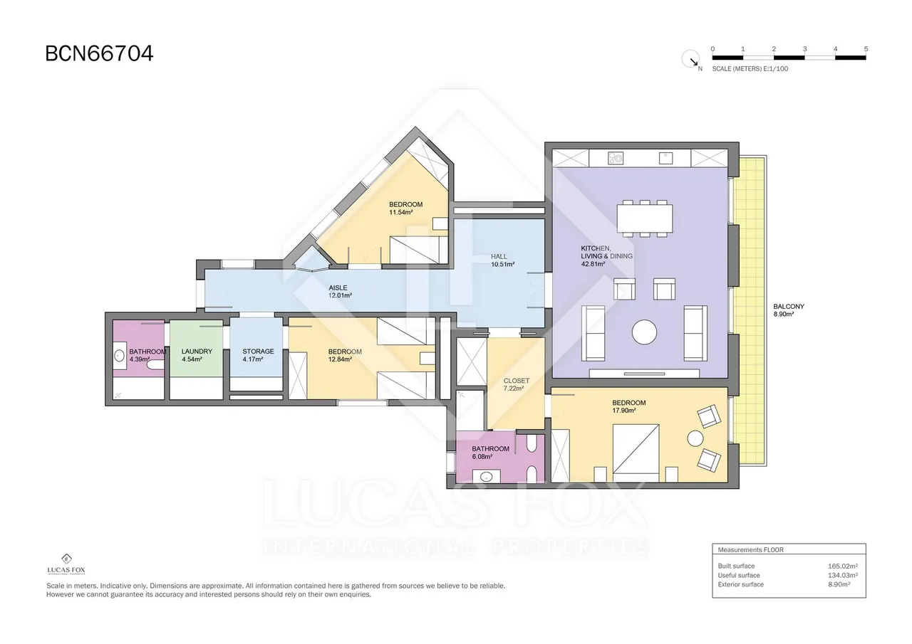 living - 170m² apartment with 9m² terrace for sale in Eixample Right - Floor Plan - 1