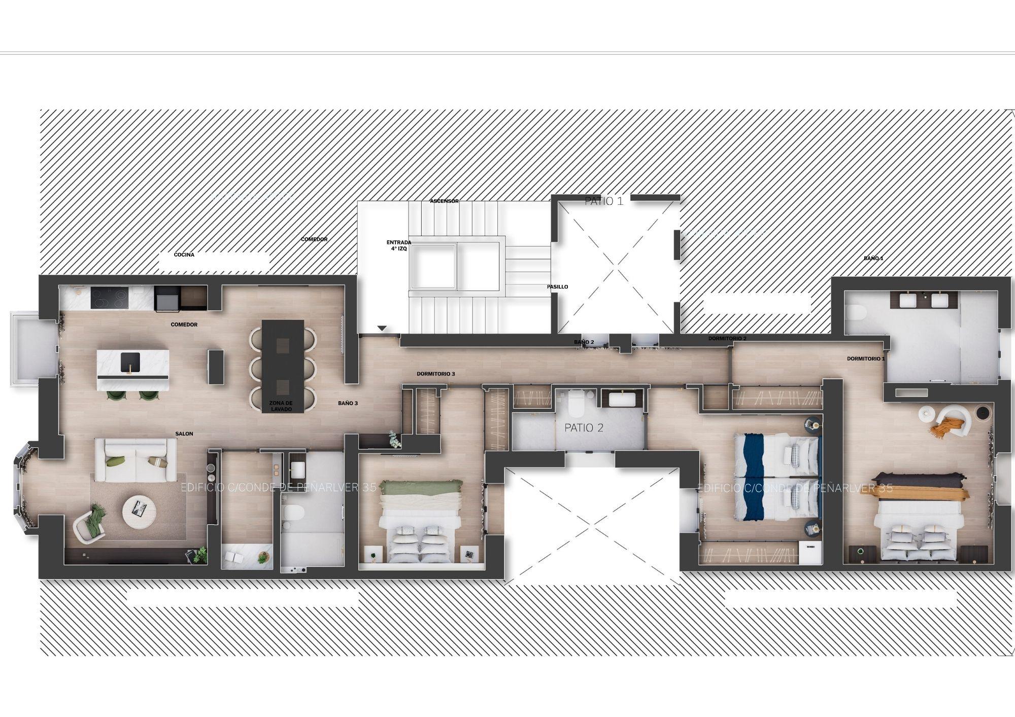 living - Piso de 162m² en venta en Goya, Madrid - Plano del piso thumbnail - 1