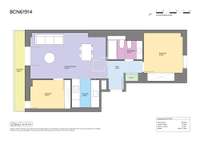 living - Piso de 64m² en venta en El Born, Barcelona - Plano del piso thumbnail - 1