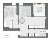 One Bedroom of 73 sqm - Edificio C1 - LivinUp  | Milano - Floor Plan thumbnail - 1