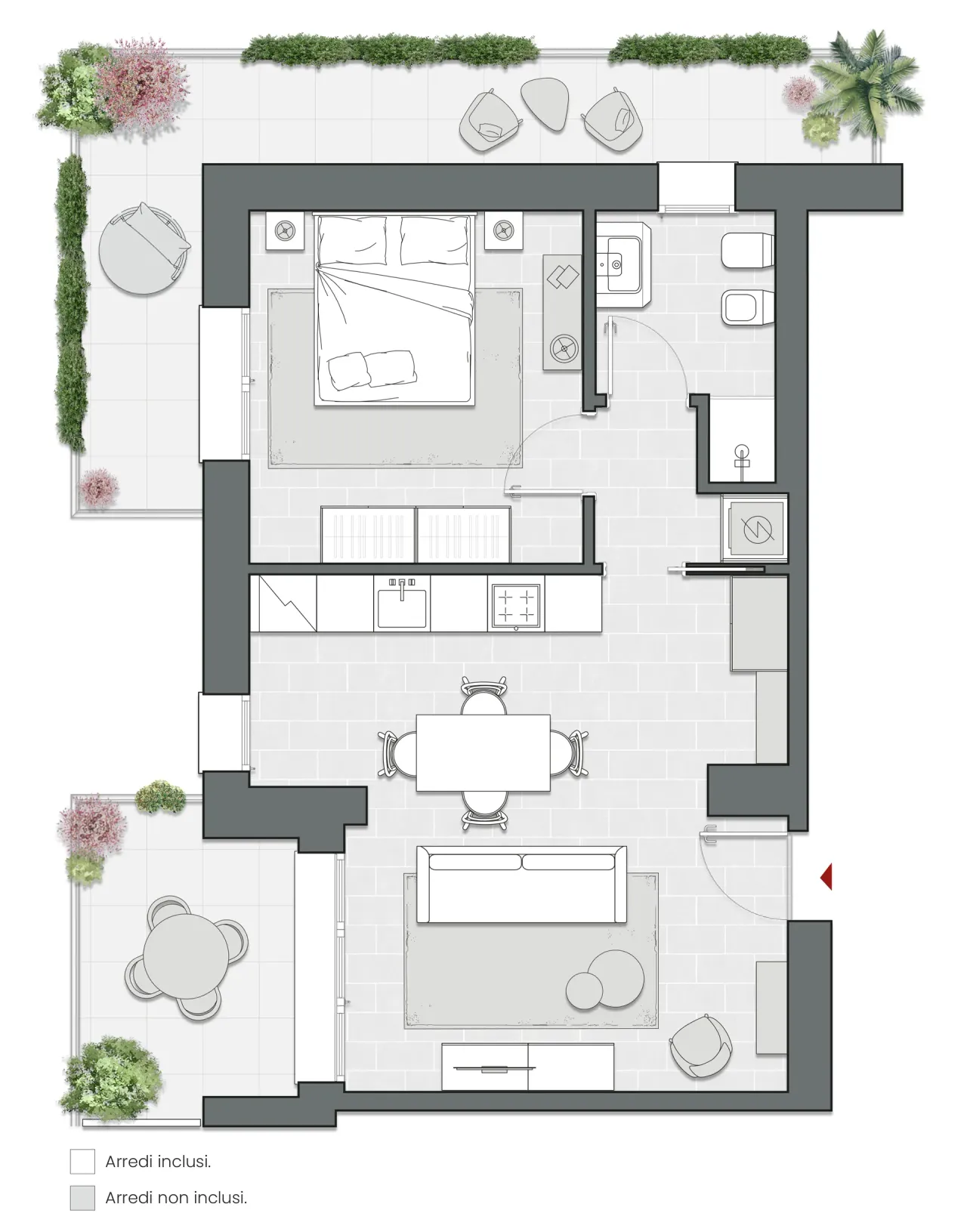 One Bedroom of 74 sqm - Edificio A3 - LivinUp  | Milano - Floor Plan - 1