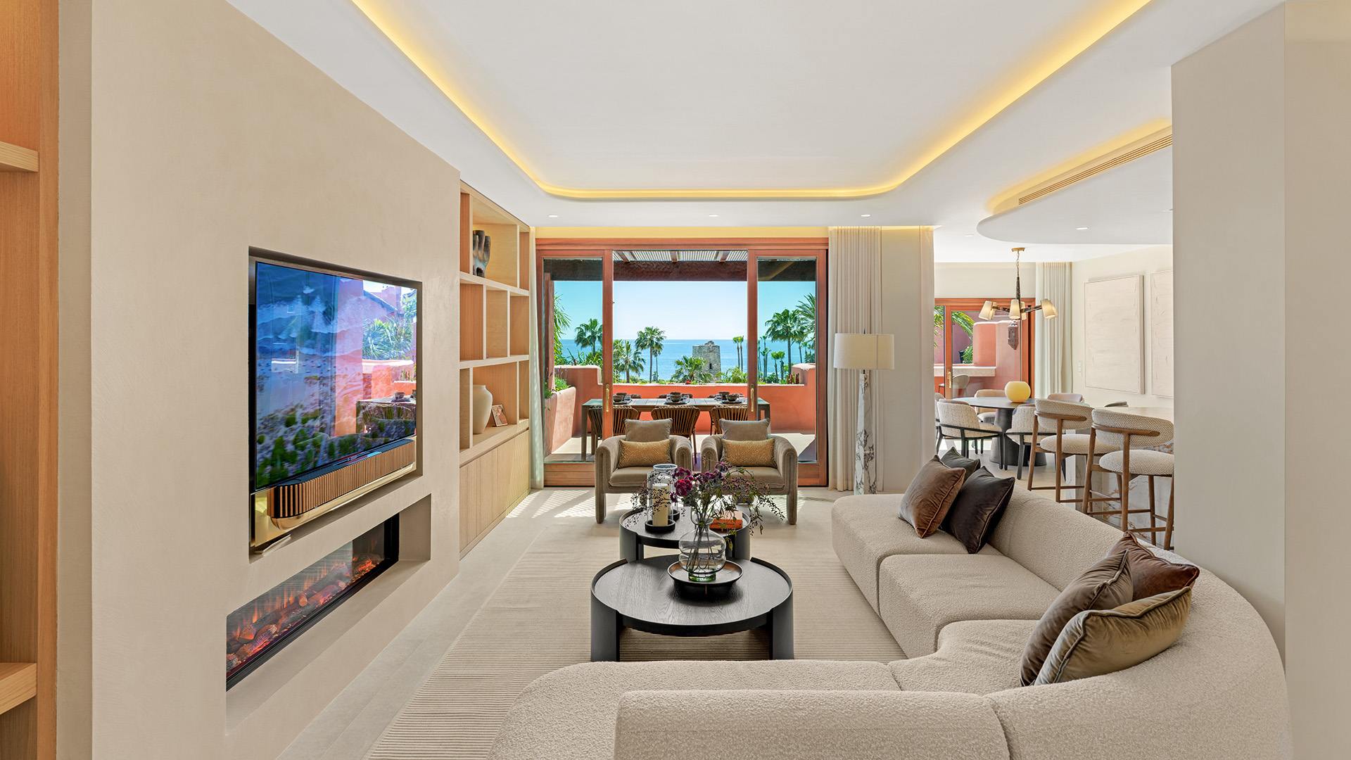 living - 206m² penthouse with 125m² terrace for sale in New Golden Mile - gallery thumbnail - 3