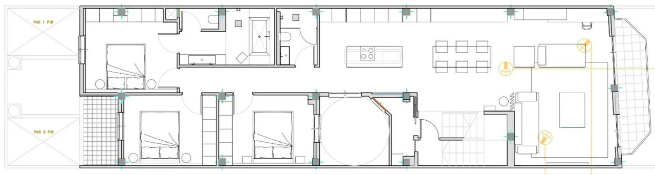 living - 152m² penthouse for sale in Pollensa, Balearic Islands - Floor Plan - 1
