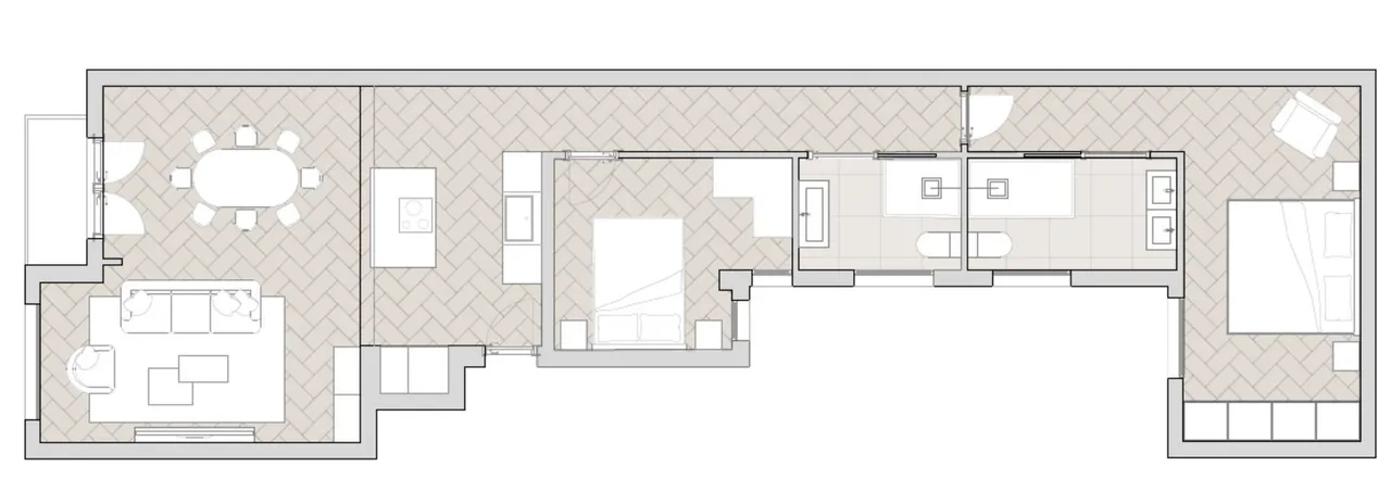 living - Piso de 110m² en venta en Ciudad Jardín, Madrid - Plano del piso - 1