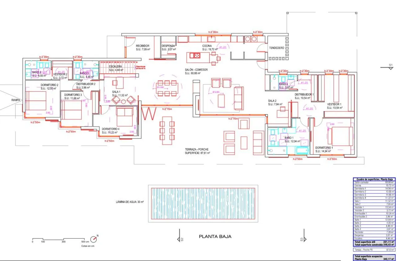 living - 500m² house / villa with 93m² terrace for sale in Sant Vicenç de Montalt - Floor Plan - 1