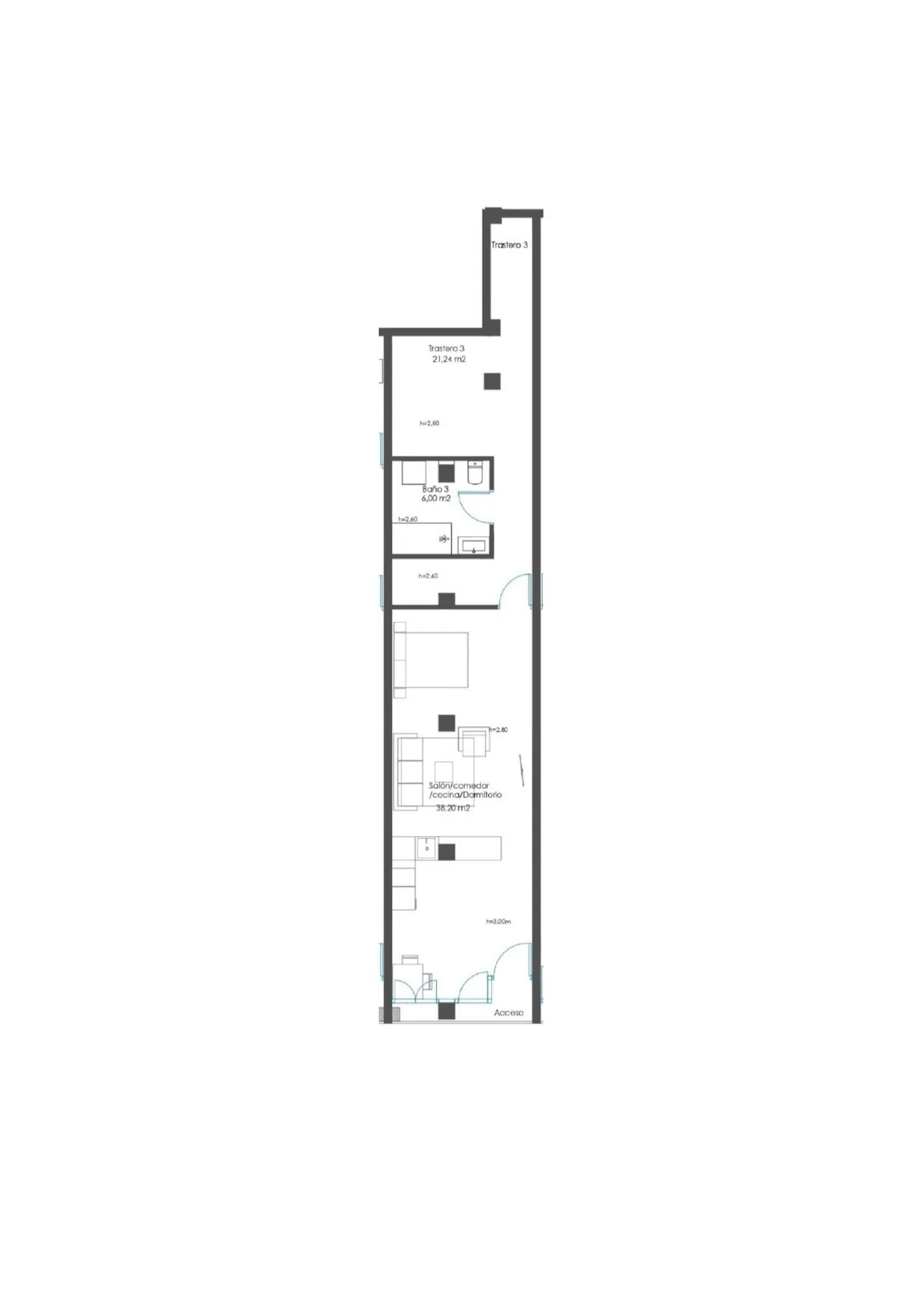living - 73m² apartment for sale in Extramurs, Valencia - Floor Plan - 1