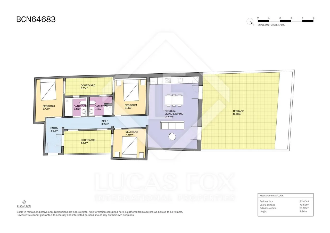 living - 92m² apartment with 62m² terrace for sale in Gótico - Floor Plan - 1