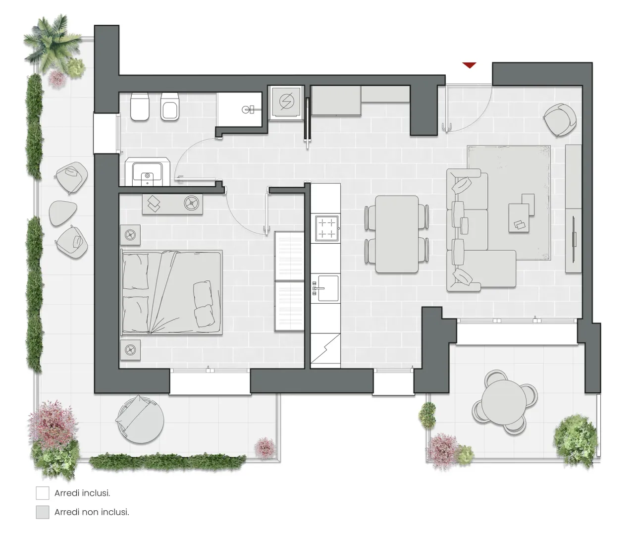 One Bedroom of 74 sqm - Edificio A1 - LivinUp  | Milano - Floor Plan - 1