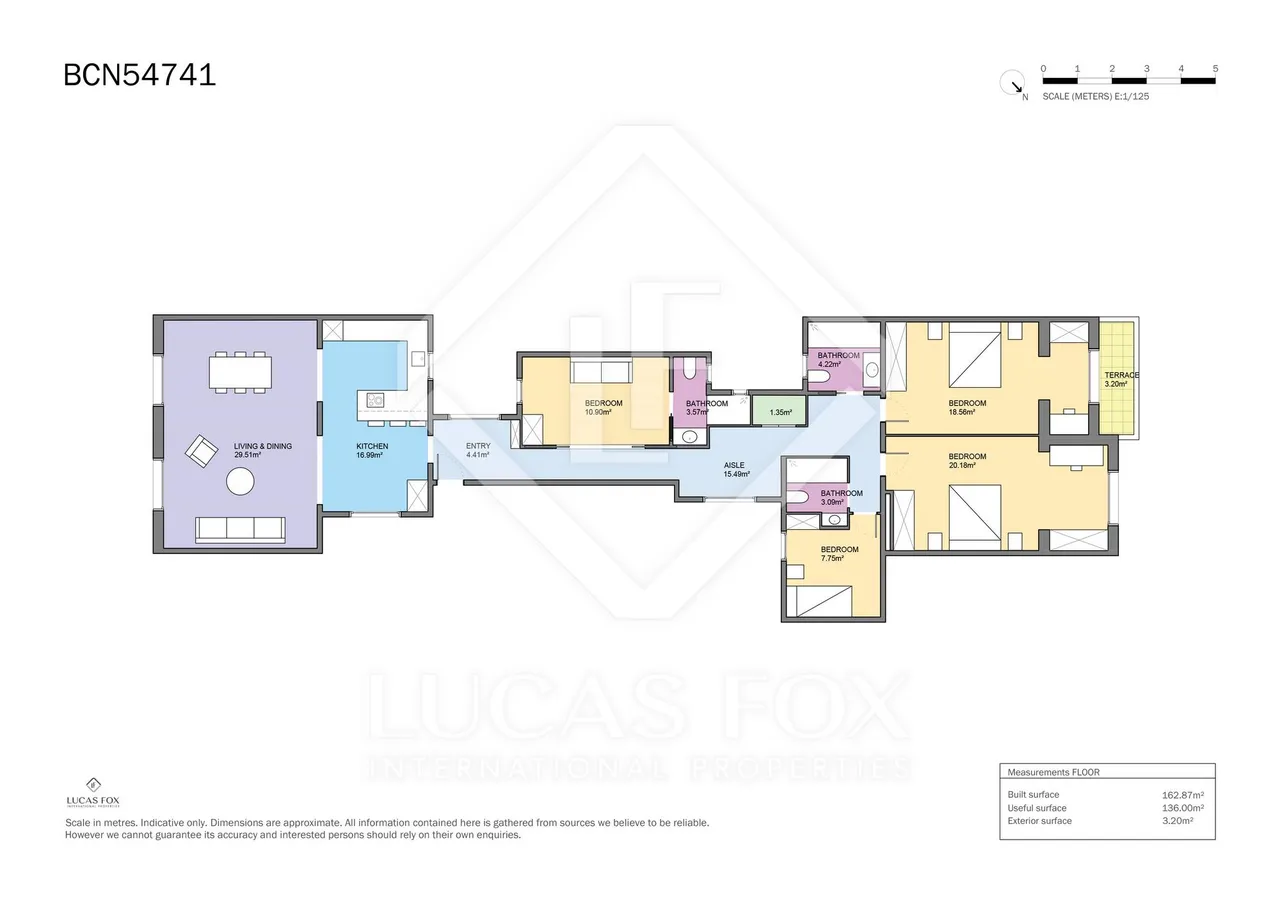 living - Piso de 162m² en venta en Eixample Derecho, Barcelona - Plano del piso - 1